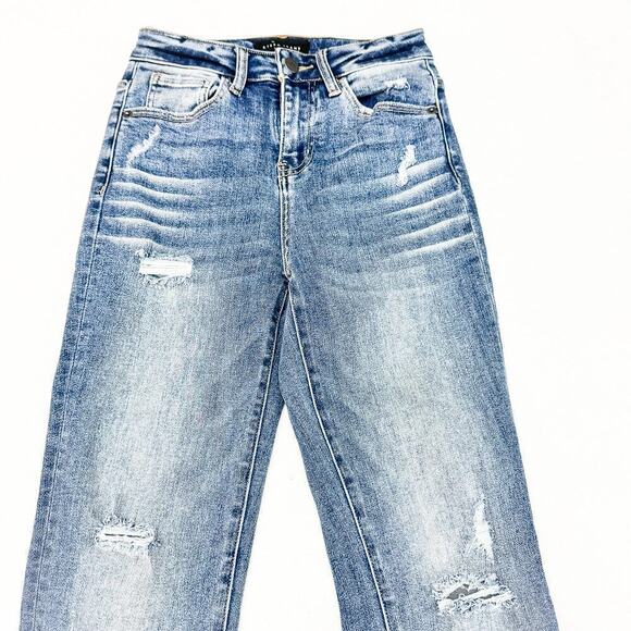 Risen Ripped Distressed Ripped Bootcut Flared Denim Jeans Size 0/24 - Picture 6 of 9